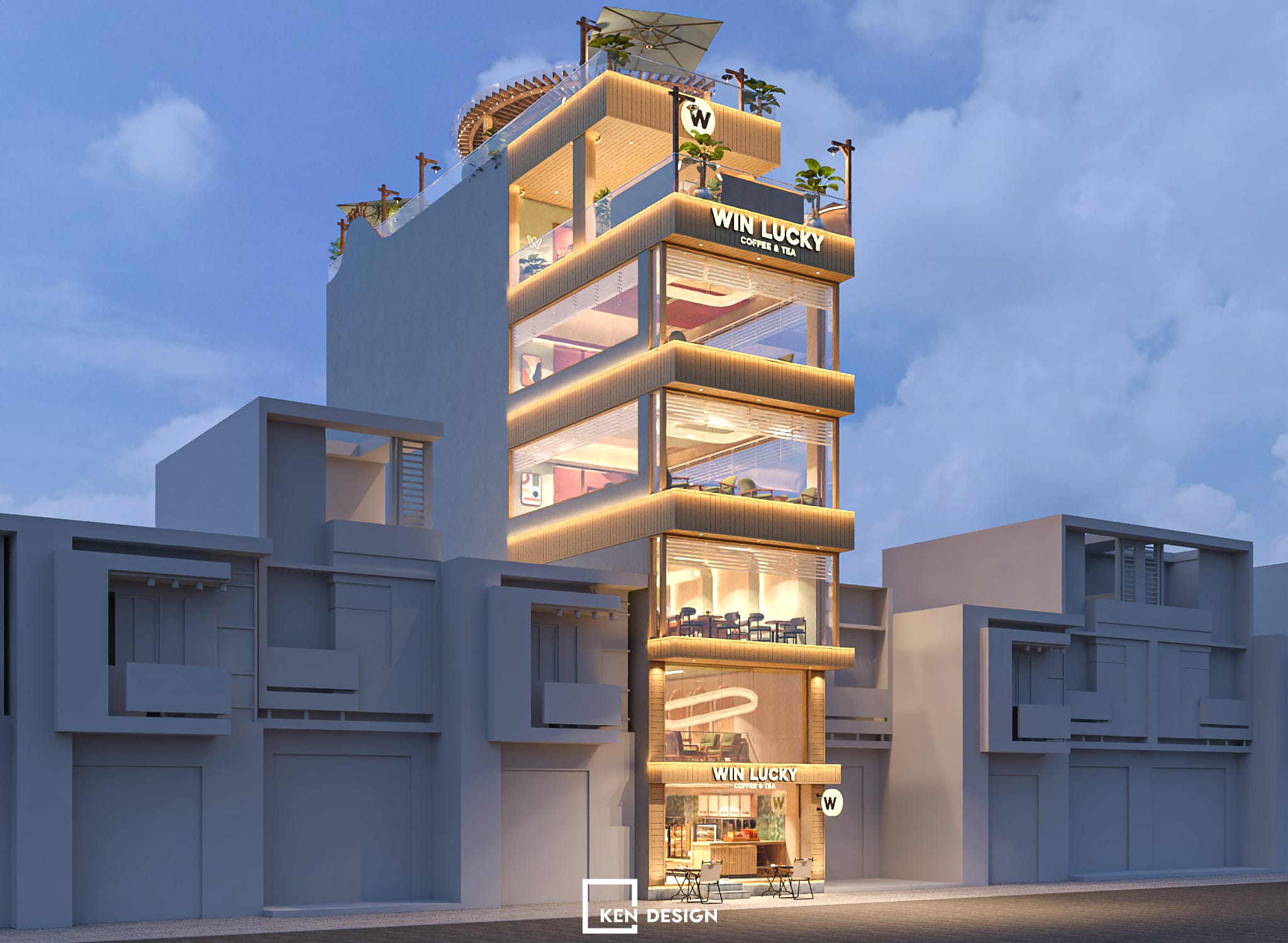 Thiết kế quán Win Lucky coffee & tea